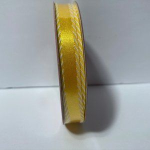Spring Bright Yellow Ribbon Sewn White Accent